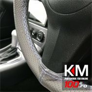 Husa volan din IMITATIE PIELE GRI, pentru autoturisme, diametru 37 - 39 cm, cu ac si ata (se coase, aspect ORIGINAL)