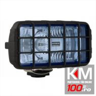 Proiector auto Wesem 12/24V bec H3 182x86x81mm geam albastru carcasa de plastic neagra, cu lumina de drum , 1 buc.