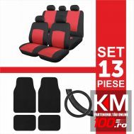 Set huse scaun 13 piese cu covorase mocheta si husa volan - ROSU