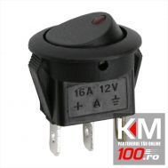 Interupator basculant 1 circuit 16A-12VDC OFF-ON, cu LED rosu