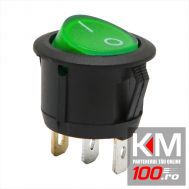 Interupator basculant, 1 circuit, 6A-250V ON-OFF, lumina verde