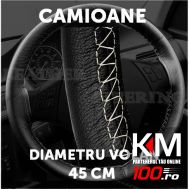 Husa volan din IMITATIE PIELE NEAGRA XXL pentru camion, diametru 45, cu ac si ata (se coase, aspect ORIGINAL)