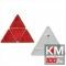 Catadioptru reflectorizant triunghi cu 4 triunghiuri rosii, fixare cu surub, inaltime 150 mm , 1 buc.