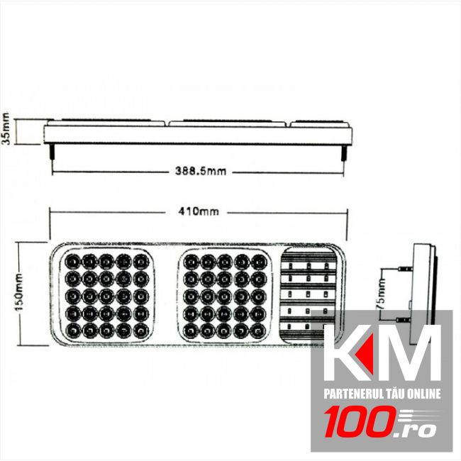 Lampa stop SMD 2002A Voltaj: 24V Nr. led-uri: 55 SMD Rezistenta la apa: IP6