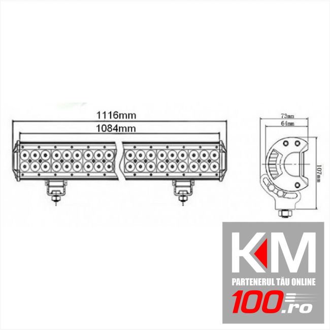 LED Bar Auto Offroad 240W/12V-24V, 20400 Lumeni, 39/100 cm, Combo Beam  12/60 Grade PREMIUM