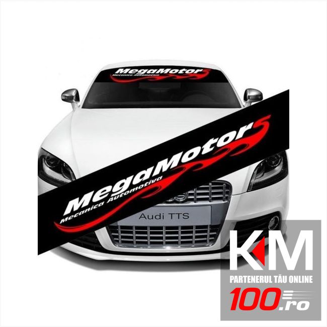 Sticker parasolar auto MEGAMOTORS (126 x 16cm)