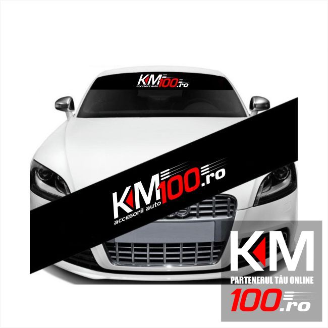 Parasolar auto promo, KM100.ro  (126x16 cm)