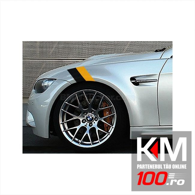 Sticker ornament auto BMW FLAG - BLACK/YELLOW (20cm x 12cm)