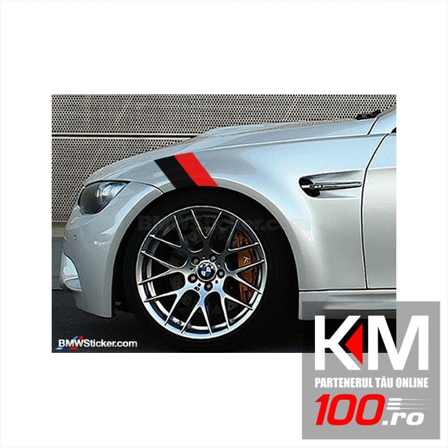 Sticker ornament auto BMW FLAG - BLACK/RED (20cm x 12cm)