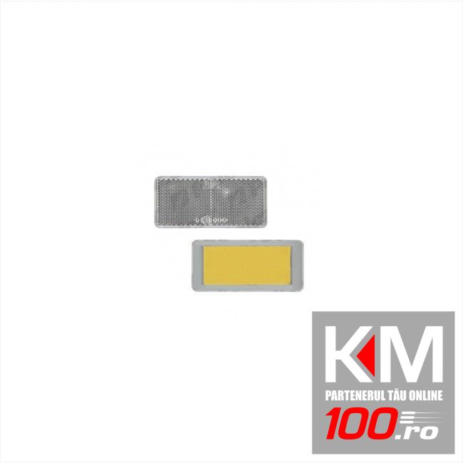 Catadioptru reflectorizant alb dreptunghiular , 94x44mm , suport adeziv, 1 buc.