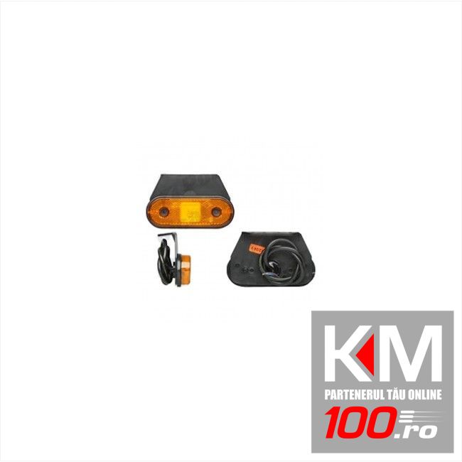 Lampa gabarit auto 12/24V ovala Portocaliu cu led, 120x67mm, cu suport fixare , 1 buc.