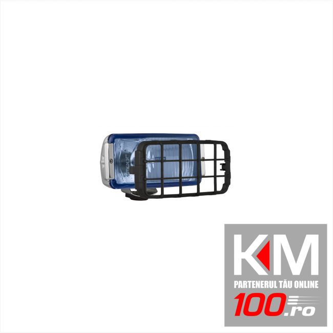 Proiector auto Wesem 12/24V bec H3 182x86x81mm geam albastru si carcasa cromata , cu lumina de drum , 1 buc.
