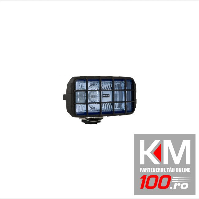 Proiector auto Wesem 12/24V bec H3 182x86x81mm geam albastru carcasa de plastic neagra, cu lumina de drum , 1 buc.