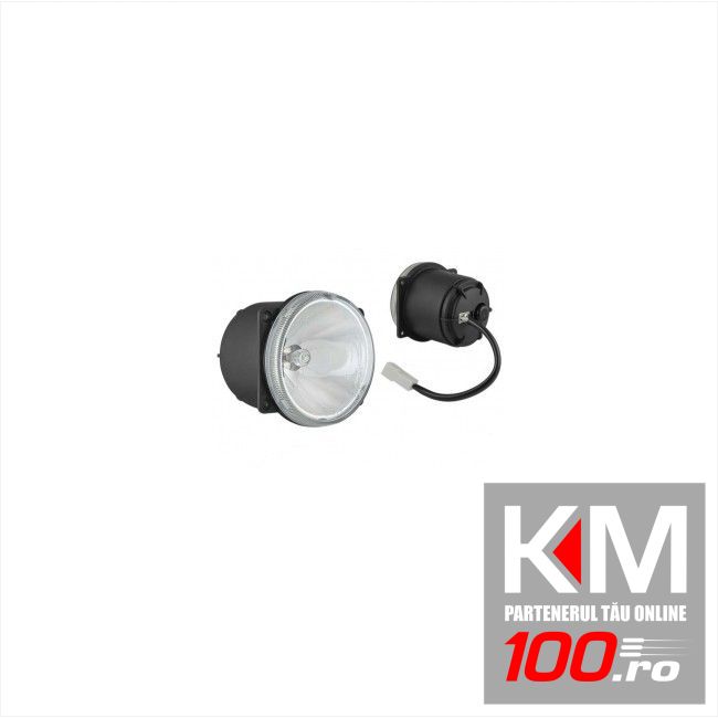 Proiector auto Wesem 12V bec H3, 81x92mm sticla alba carcasa negra , cu lumina de drum , 1 buc.