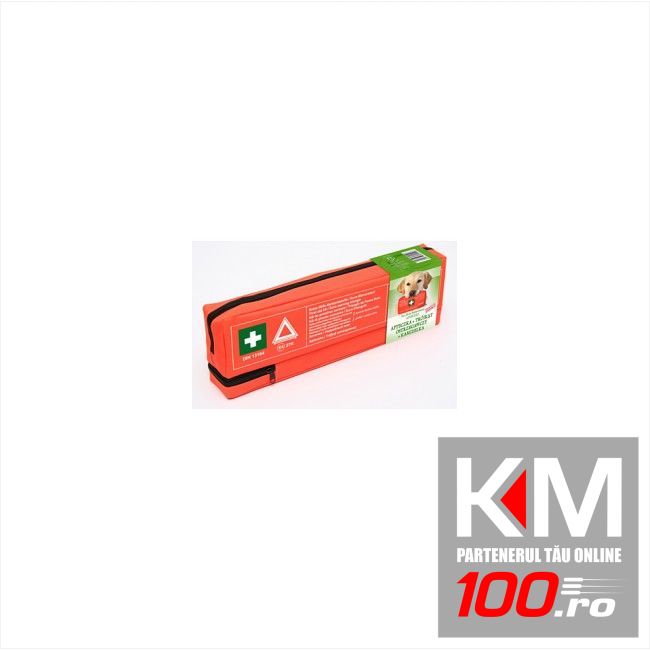 Kit siguranta auto 450x140x50 mm contine: Trusa sanitara , Triunghi reflectorizant si Vesta reflectorizanta verde