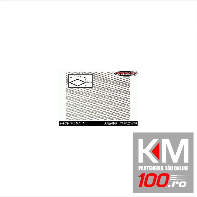 Grila spoiler Automax aluminiu argintie 100x25cm, ochi de 11x5 mm , 1 buc.