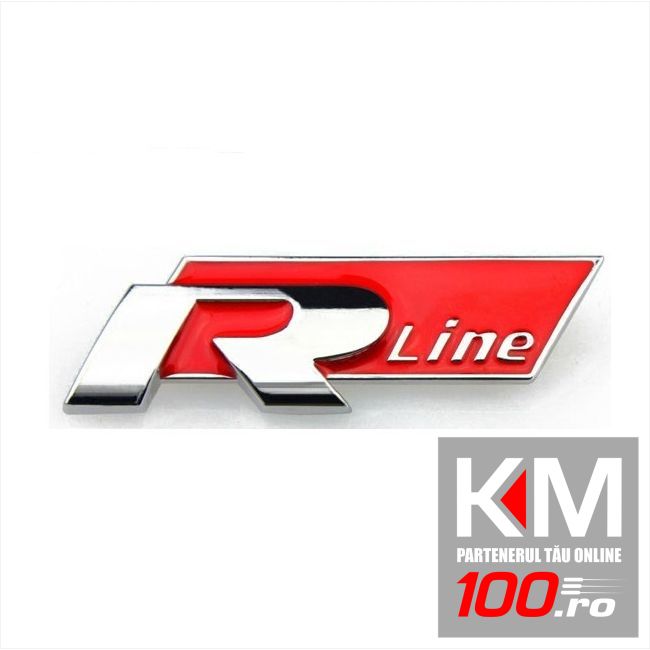 Emblema auto R LINE - RED (reliefata 3D) - cu banda adeziva