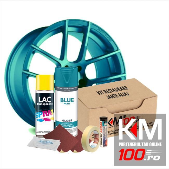 Kit reparatie jante, culoare ALBASTRU DESCHIS (V1) - Cod RAL: 5021