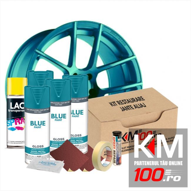 Kit reparatie jante, culoare ALBASTRU DESCHIS (V4) - Cod RAL: 5021