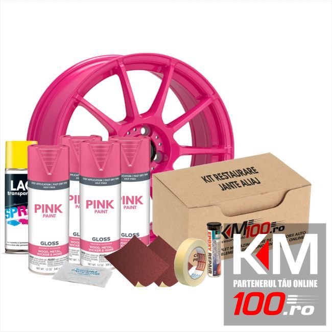 Kit reparatie jante, culoare ROZ (V4) - Cod RAL: 4003