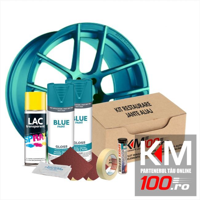 Kit reparatie jante, culoare ALBASTRU DESCHIS (V2) - Cod RAL: 5021