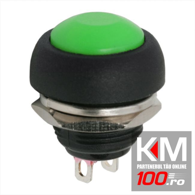 Buton 1 circuit 1A-250V OFF-(ON), verde