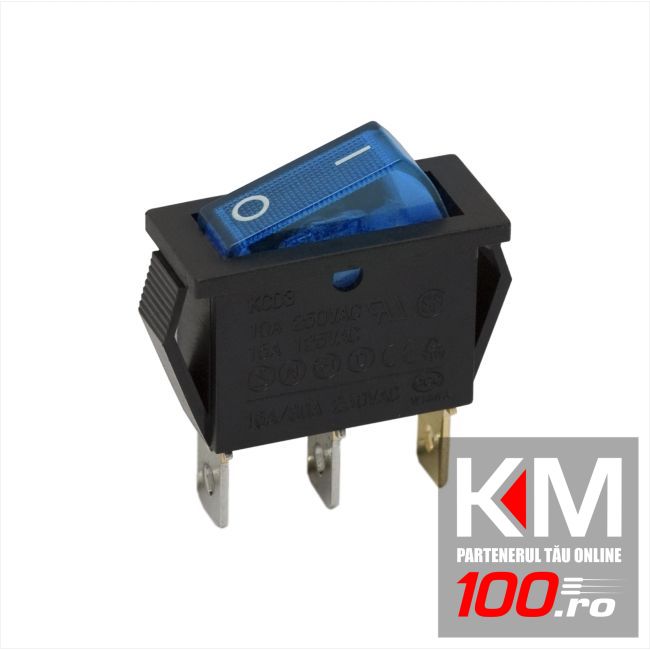 Interupator basculant 1 circuit 10A-250V OFF-ON, lumini de albastru