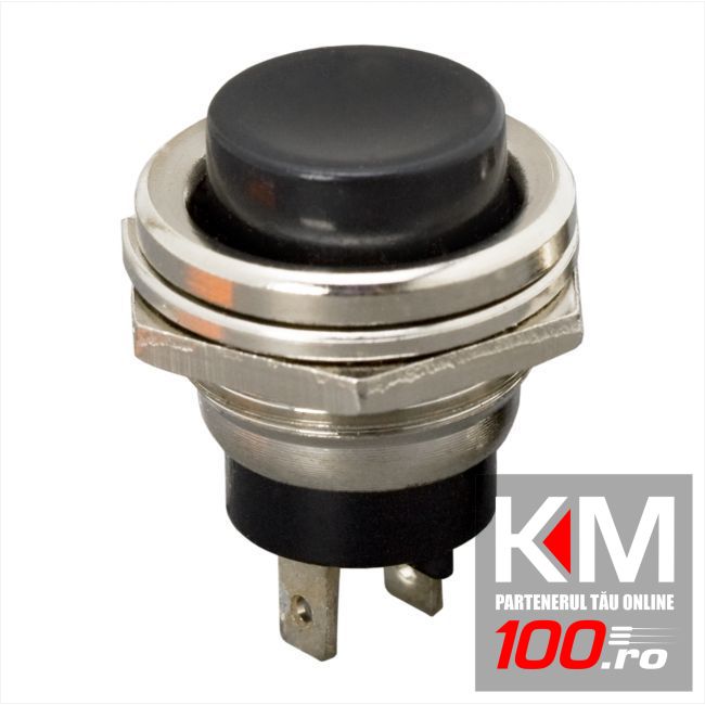 Buton 1 circuit 2A-250V OFF-(ON), negru