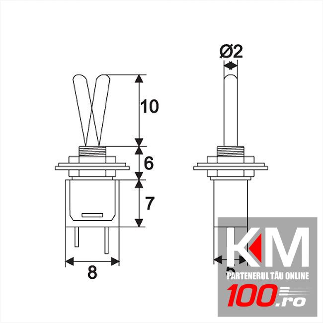 Intrerupatoare cu brat 1 circuit 1A-250V OFF-ON