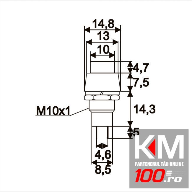 Intrerupator cu apasare 1 circuit 2A-250V OFF-ON, rosu