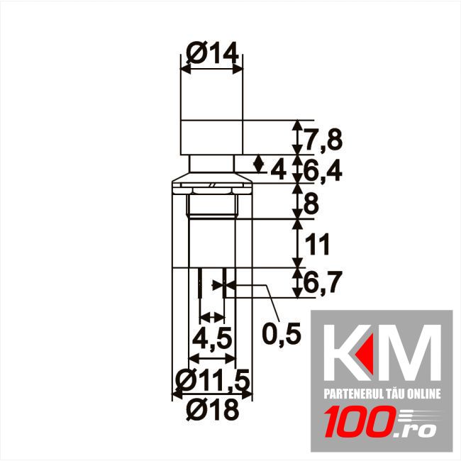 Buton1 circuit 1A-250V ON-(OFF), rosu