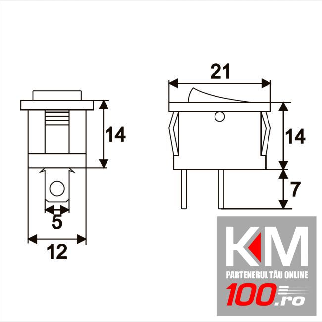 Interupator basculant 1 circuit 6A-250V OFF-ON marcaj I-O