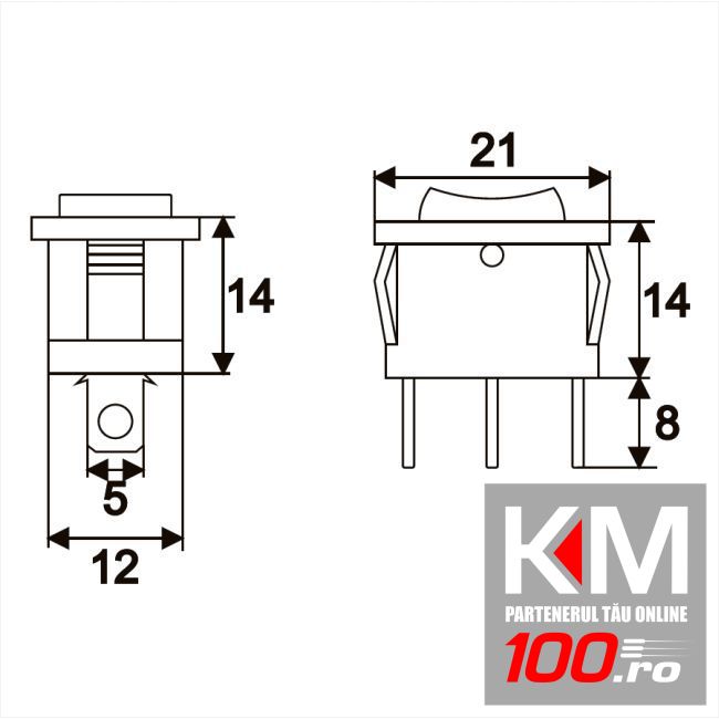 Interupator basculant 1 circuit 6A-250V ON-OFF-ON marcaj I-O-II