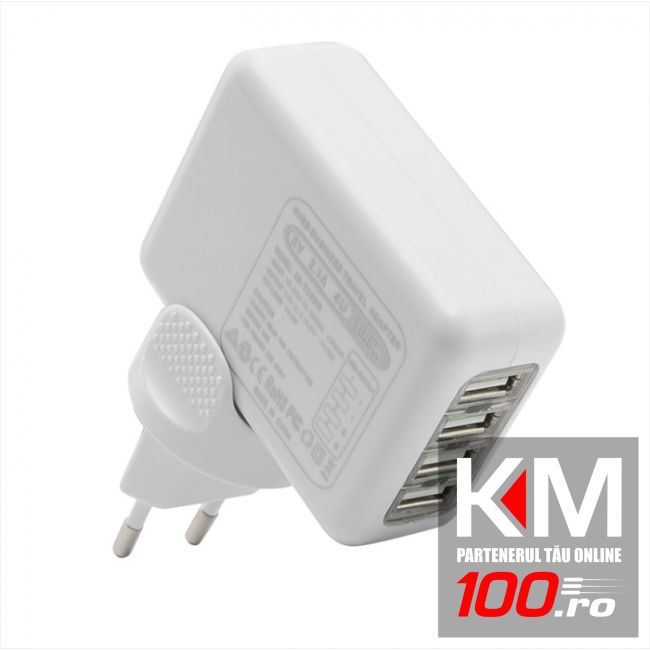 Adaptor universal pentru calatorii cu soclu 4 USB