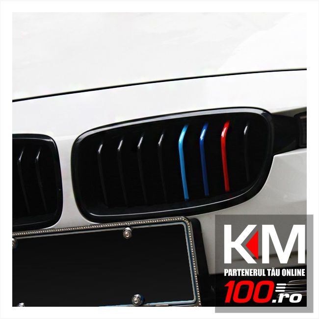 Sticker auto pentru grila aer model BMW ///M Power (3 buc - 35cm x 1cm)