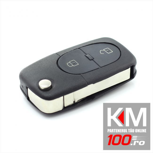 Audi - Carcasa cheie tip briceag, 2+1 butoane, tip mic, cu buton panica, pt. baterie 1616