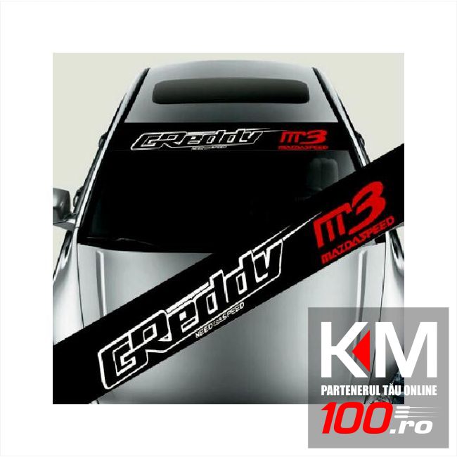 Sticker parasolar auto GREDDY MAZDA (126 x 16cm)