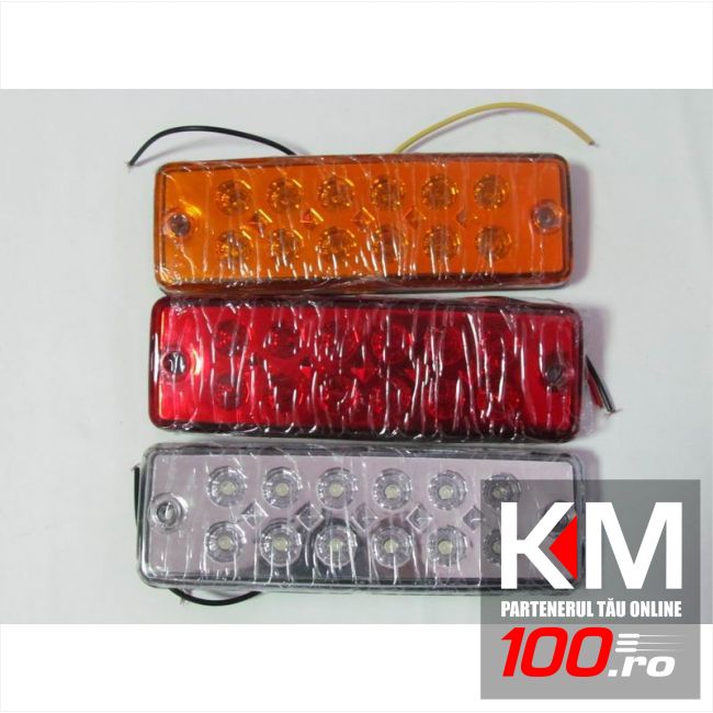 Lampa laterala 12 LED-uri, 24V, lumina rosie