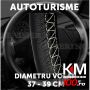 Husa volan din IMITATIE PIELE NEAGRA, pentru autoturisme, diametru 37 - 39 cm, cu ac si ata (se coase, aspect ORIGINAL)